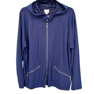 Chico's Navy Blue Stretch Zip Up Hoodie - Size XL (16)